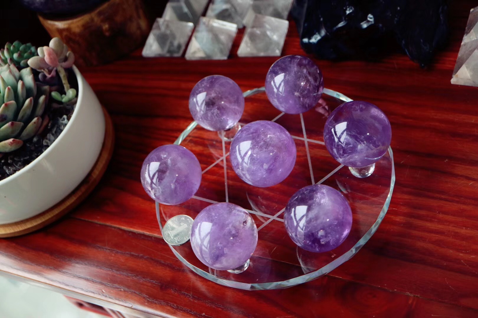 菩心紫水晶七星阵七星阵可大幅度放大紫晶的功效