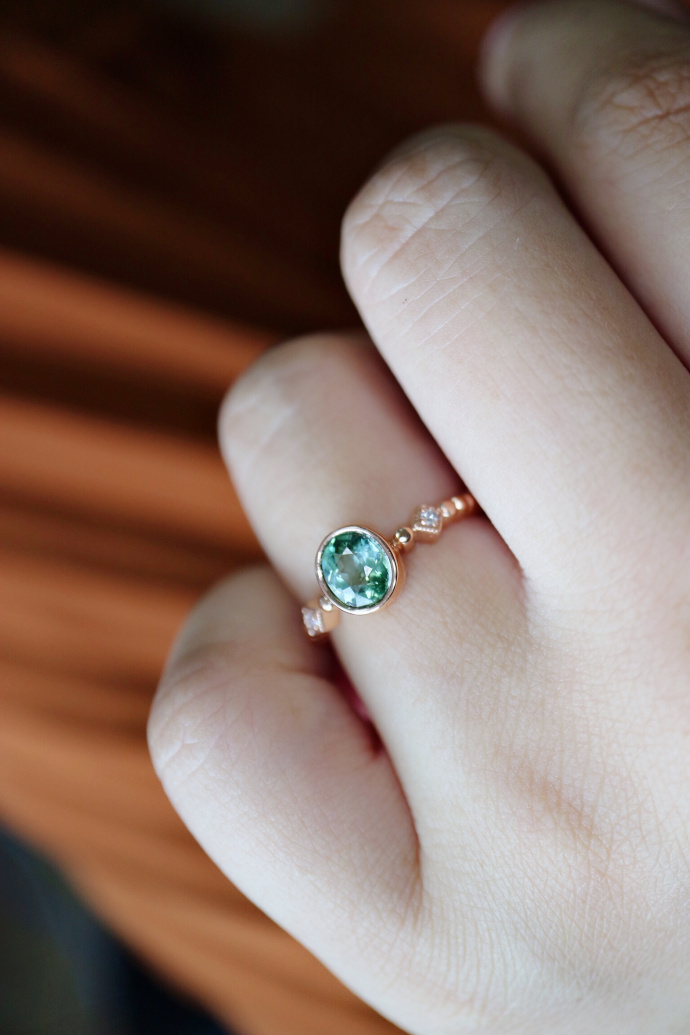 绿碧玺 | 18k金钻戒