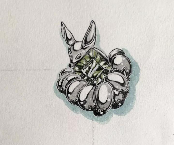 捷克陨石纯银镶嵌九尾狐吊坠设计稿 菩心近期的设计款单品以及设计图展示-菩心晶舍