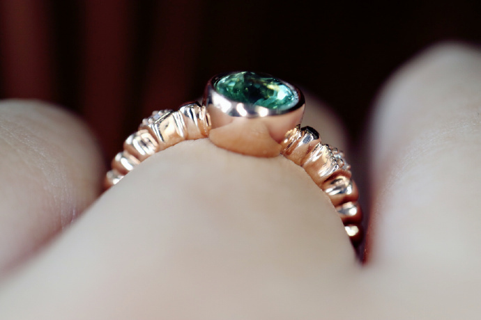 绿碧玺 | 18k金钻戒