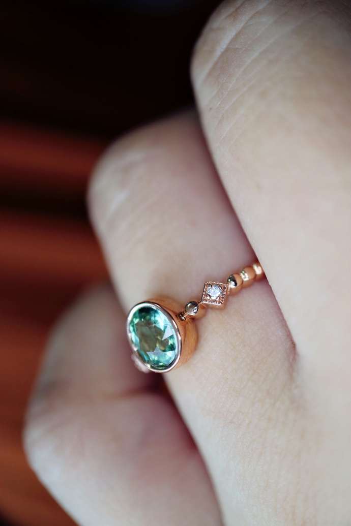 绿碧玺 | 18k金钻戒