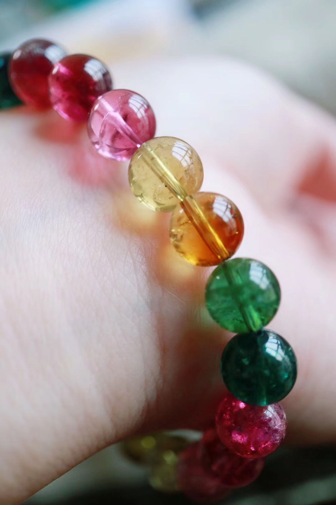 【菩心 | 碧玺】时光中的美人,老料彩虹碧玺