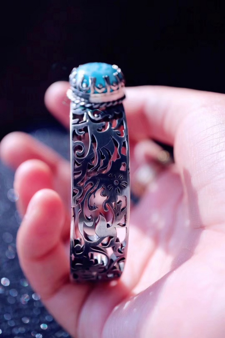 菩心·海纹石兰花镯子