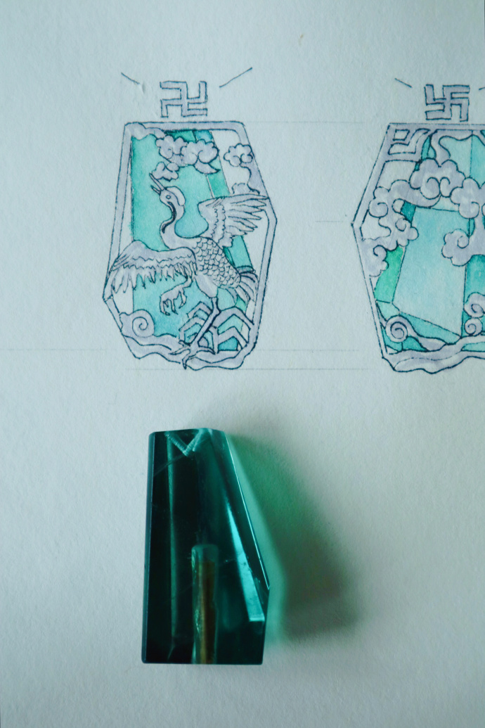 萤石胎毛设计|许愿坠 【萤石胎毛设计|许愿坠】 千羽鹤,寓意吉祥、长寿-菩心晶舍