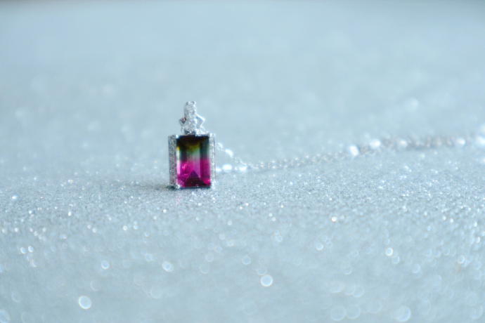 西瓜碧玺-白金锁骨链