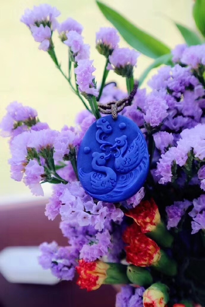 菩心晶舍老矿青金石吊坠