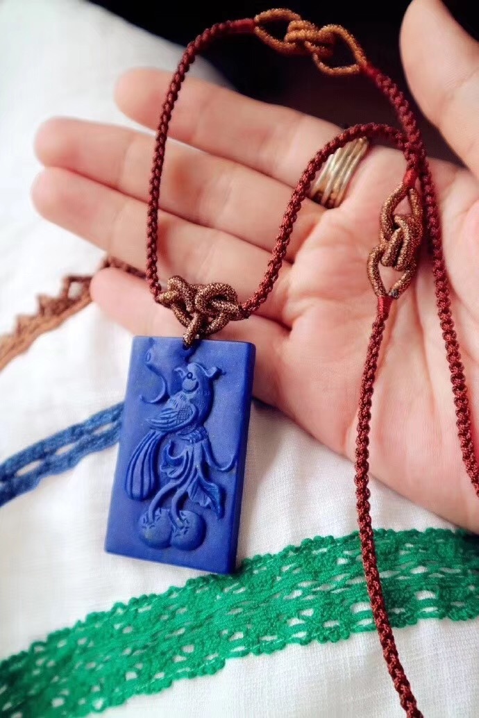 菩心晶舍老矿青金石吊坠