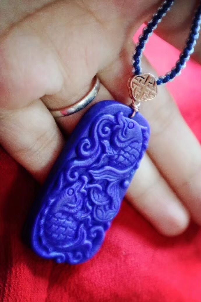 菩心晶舍老矿青金石吊坠