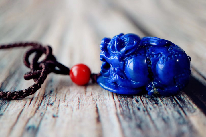 菩心晶舍老矿青金石吊坠