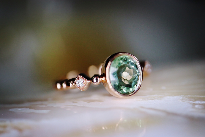 绿碧玺 | 18k金钻戒