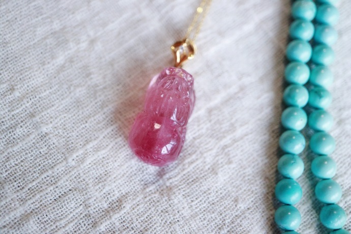 猫眼粉碧玺 | 18k