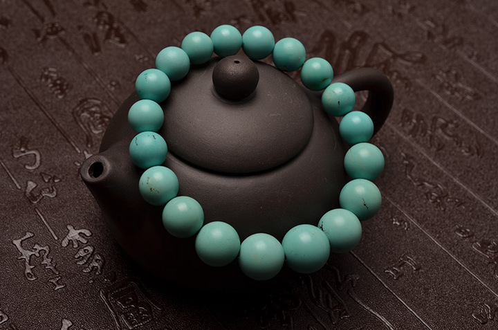 极品收藏级原矿高瓷绿松石手链-菩心晶舍