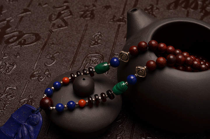 小叶紫檀青金祝（竹）福（蝠）节节高毛衣链