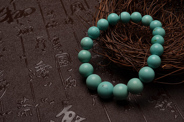 极品收藏级原矿高瓷绿松石手链-菩心晶舍