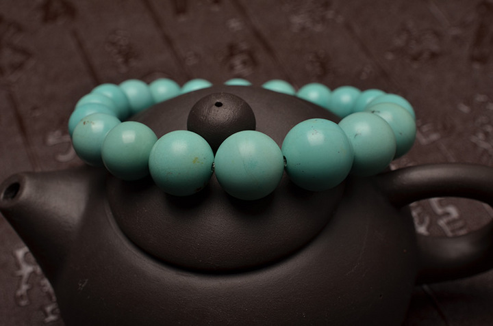 极品收藏级原矿高瓷绿松石手链-菩心晶舍