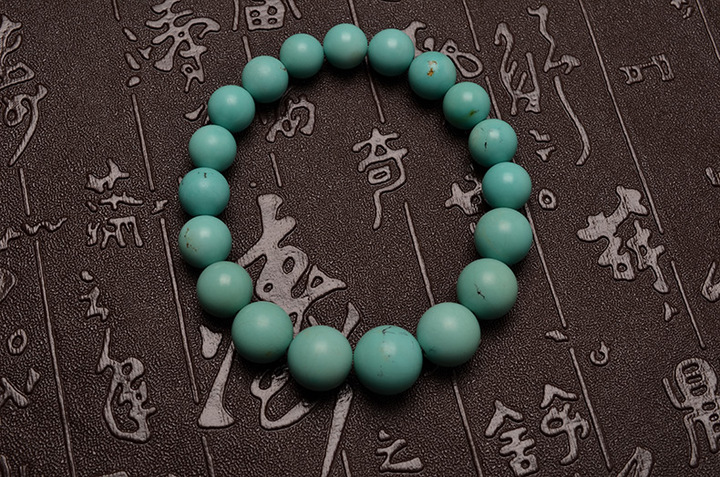 极品收藏级原矿高瓷绿松石手链-菩心晶舍