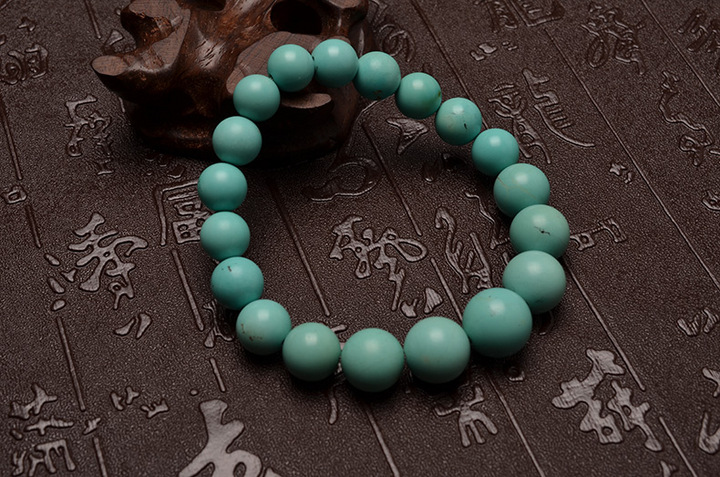 极品收藏级原矿高瓷绿松石手链-菩心晶舍