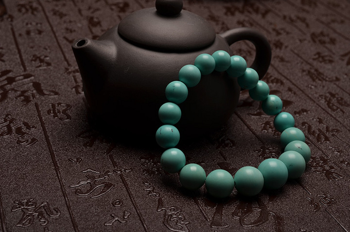 极品收藏级原矿高瓷绿松石手链-菩心晶舍