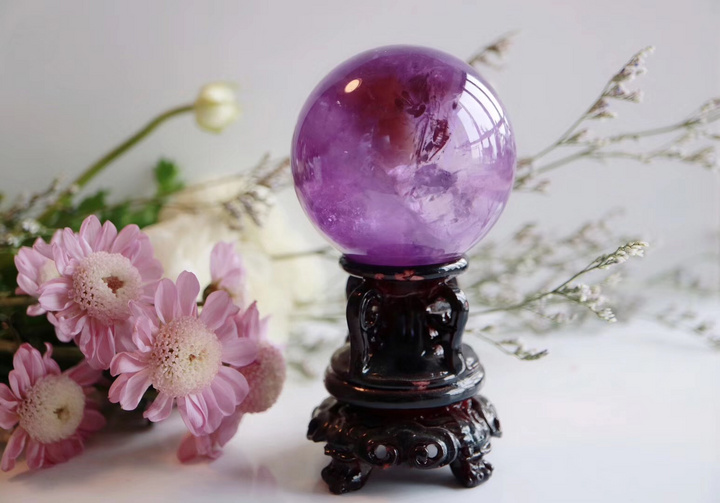 【紫晶​球】有​鲜花和灵石​相​伴的日​子必然是简单而快乐-菩心晶舍