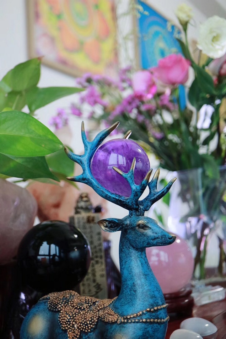 【紫晶球】一鹿有你,倾世温柔!-菩心晶舍