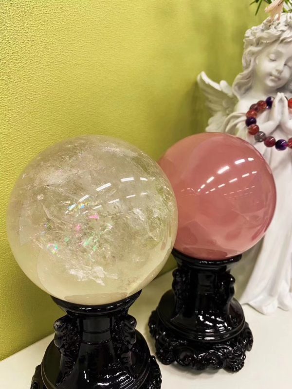 【客户返图】菩心白、紫、粉水晶球和小天使，最完美的组合-菩心晶舍
