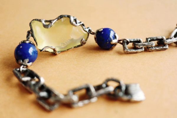 利比亚黄金陨石和帝王青金石潮搭手链,腕上必备神器!-菩心晶舍