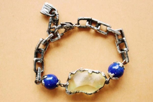 利比亚黄金陨石和帝王青金石潮搭手链,腕上必备神器!-菩心晶舍