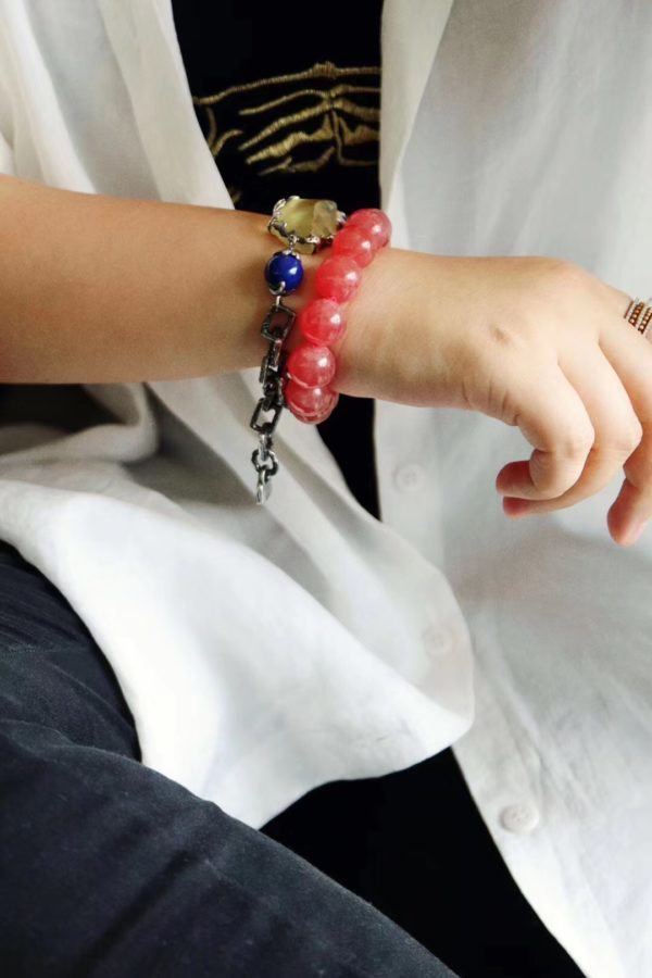 利比亚黄金陨石和帝王青金石潮搭手链,腕上必备神器!-菩心晶舍