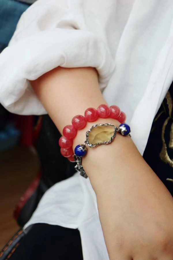 利比亚黄金陨石和帝王青金石潮搭手链,腕上必备神器!-菩心晶舍