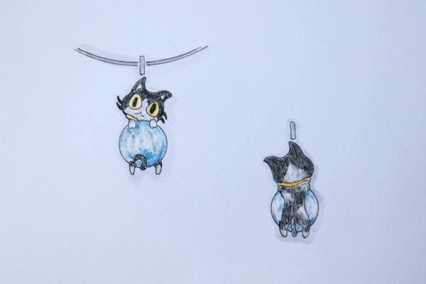 菩心晶舍的蓝发晶撸猫款吊坠出成品啦!喜欢撸猫的看过来..-菩心晶舍