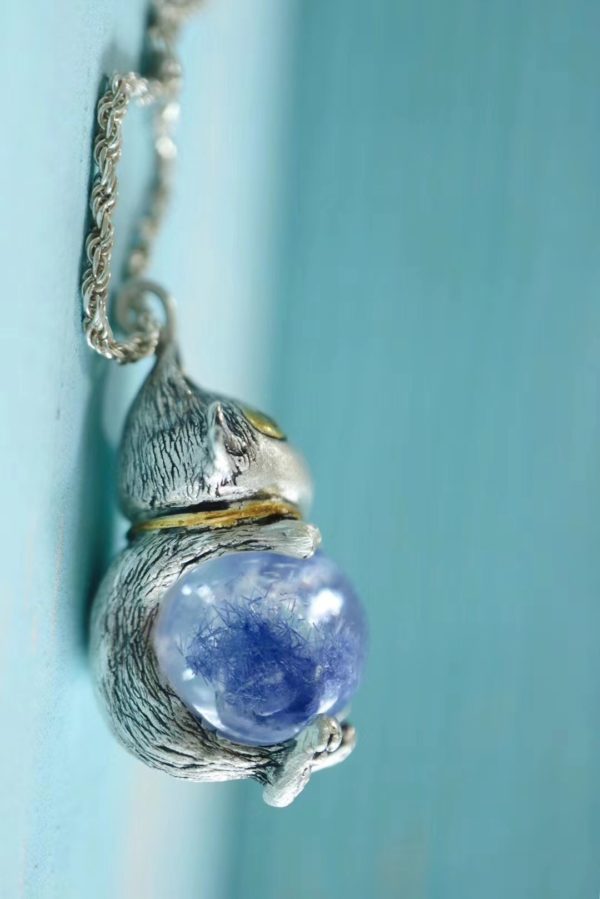 菩心晶舍的蓝发晶撸猫款吊坠出成品啦!喜欢撸猫的看过来..-菩心晶舍