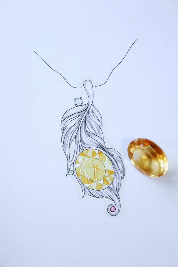 菩心新设计的黄水晶羽翼吊坠,又是一只妖孽!-菩心晶舍