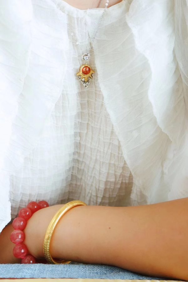 太阳石胸针/吊坠两用款,太爱这款日出的设计了!-菩心晶舍