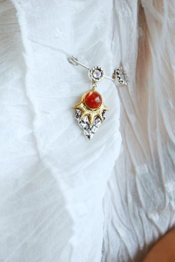 太阳石胸针/吊坠两用款,太爱这款日出的设计了!-菩心晶舍