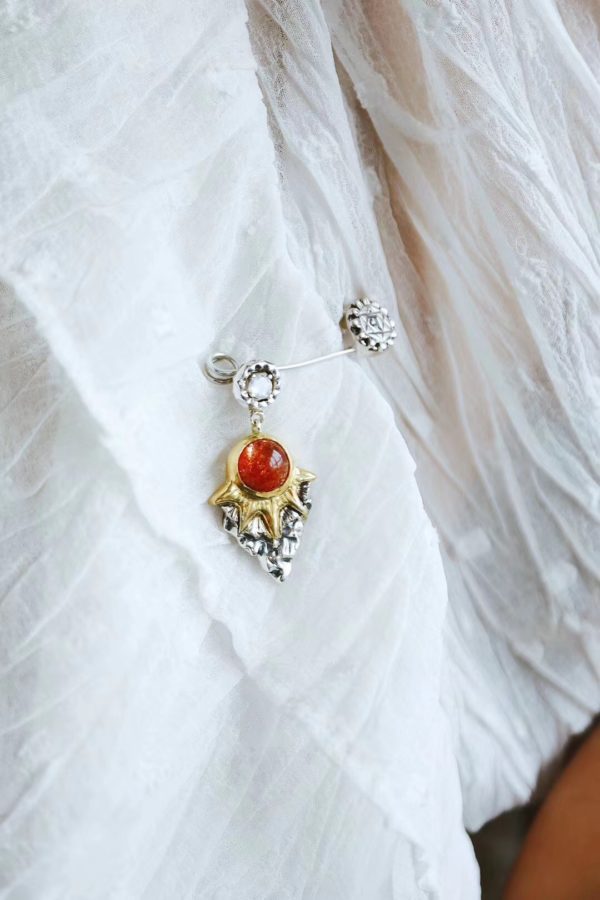 太阳石胸针/吊坠两用款,太爱这款日出的设计了!-菩心晶舍