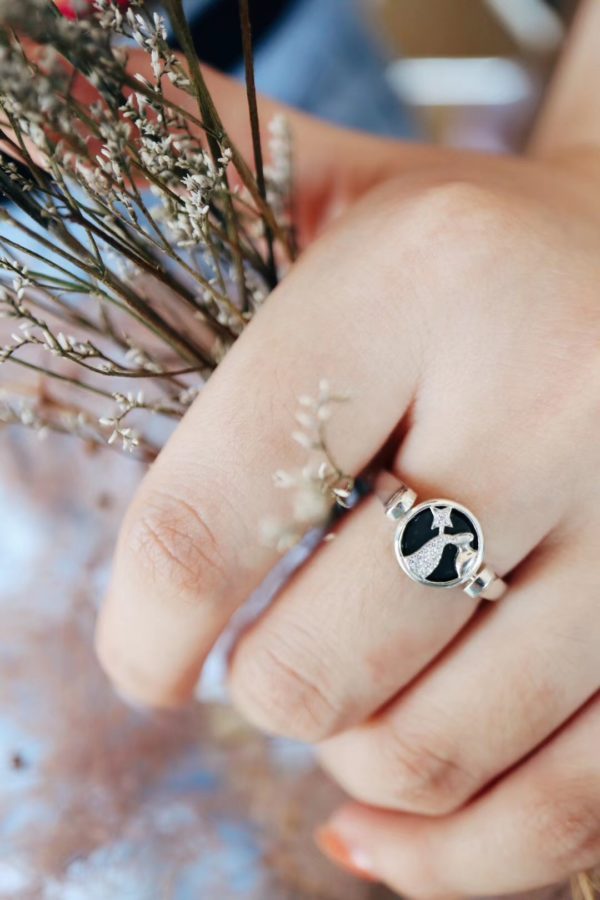 水瓶座小姐姐定制的12星座斑彩石戒指,双面可戴。-菩心晶舍