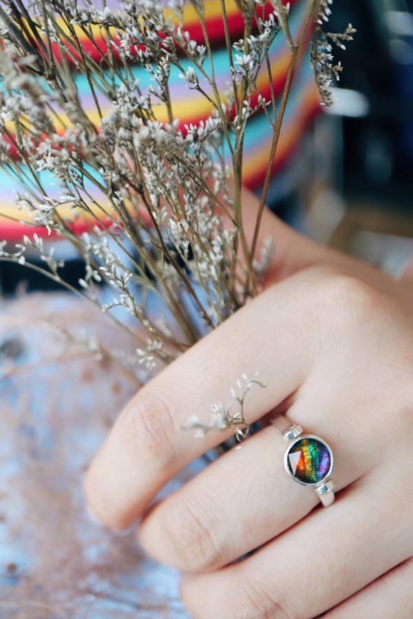 水瓶座小姐姐定制的12星座斑彩石戒指,双面可戴。-菩心晶舍