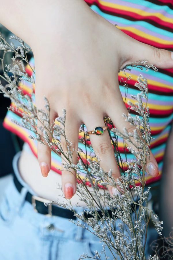 水瓶座小姐姐定制的12星座斑彩石戒指,双面可戴。-菩心晶舍