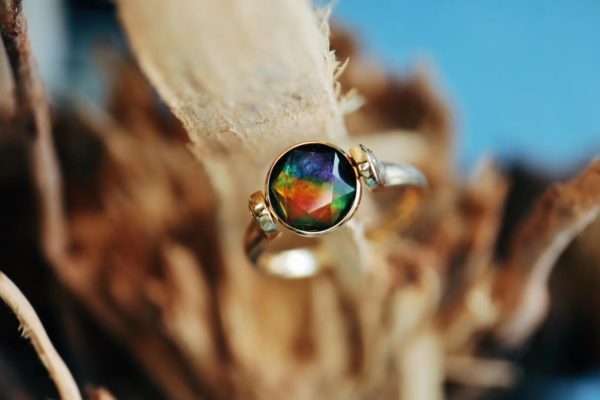 水瓶座小姐姐定制的12星座斑彩石戒指,双面可戴。-菩心晶舍