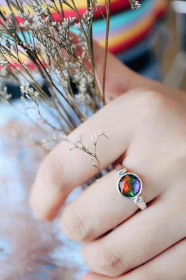 水瓶座小姐姐定制的12星座斑彩石戒指,双面可戴。-菩心晶舍