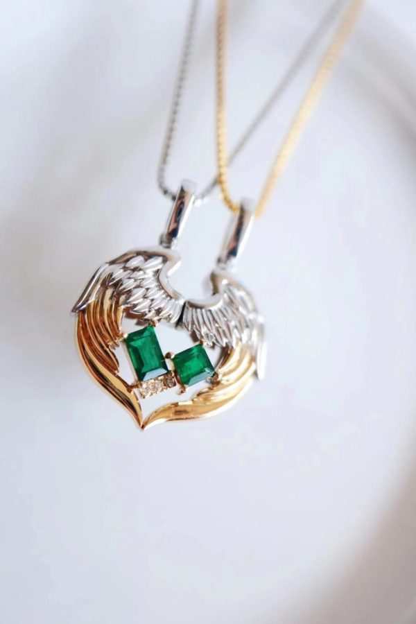 祖母绿天使之翼情侣款,小惊喜给她!-菩心晶舍