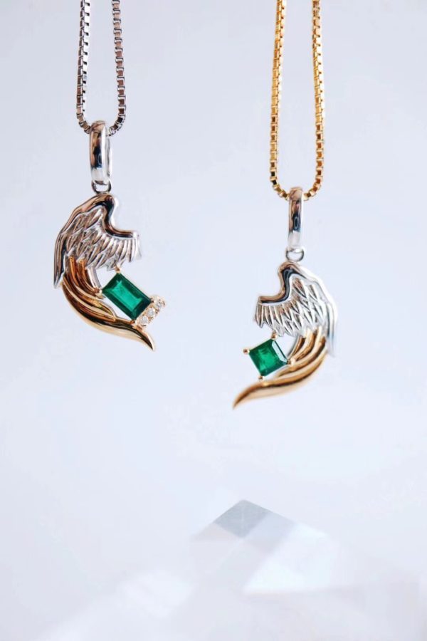 祖母绿天使之翼情侣款,小惊喜给她!-菩心晶舍