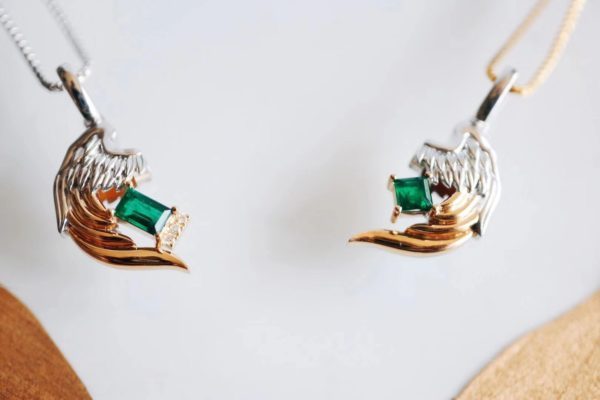 祖母绿天使之翼情侣款,小惊喜给她!-菩心晶舍