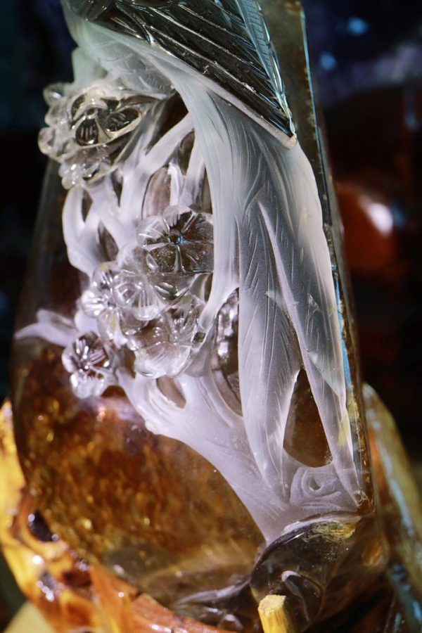 白水晶鹦鹉摆件,有传春报喜的寓意-菩心晶舍