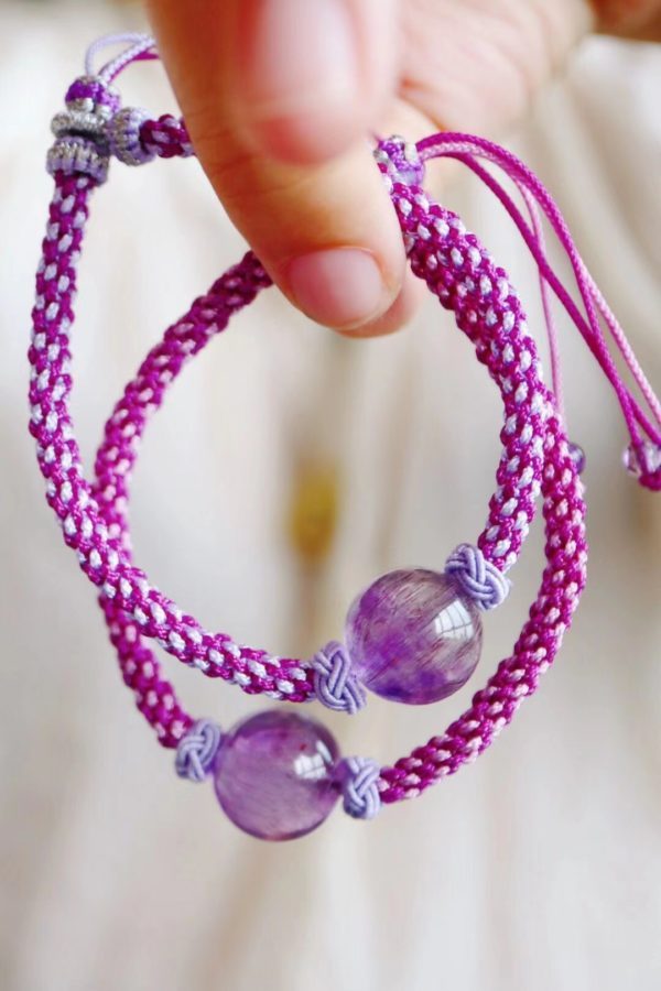 大珠珠紫发晶手绳2条一直戴，美啊！-菩心晶舍