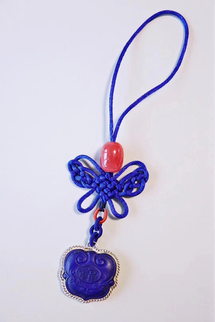 【青金石如意锁&红纹石】给女儿入了个新包,你给配个包挂吧-菩心晶舍