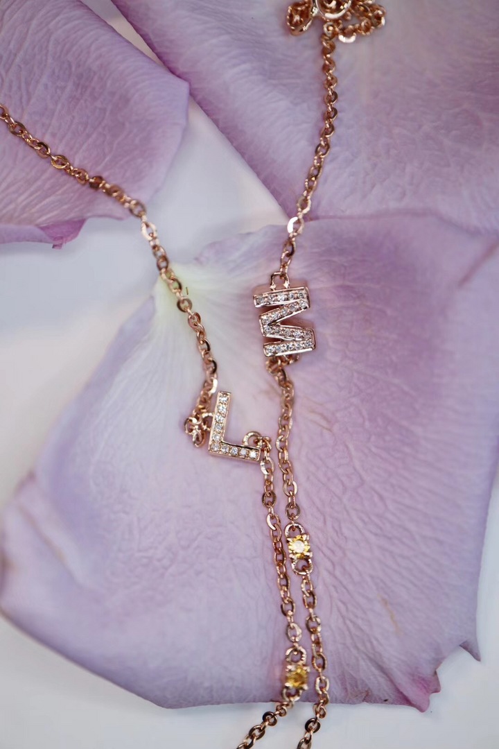 【菩心-18k金字母链&碧玺颜色可选】