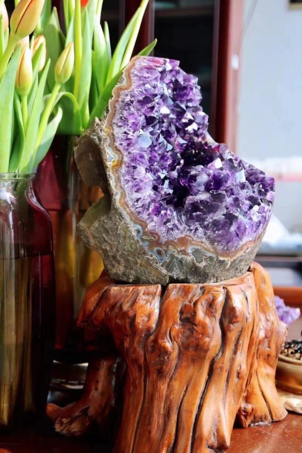 顶级的乌拉圭原矿紫晶簇,我私留的一只小胖子-菩心晶舍