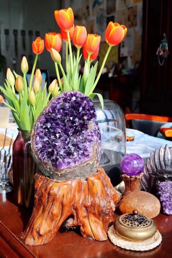 顶级的乌拉圭原矿紫晶簇,我私留的一只小胖子-菩心晶舍