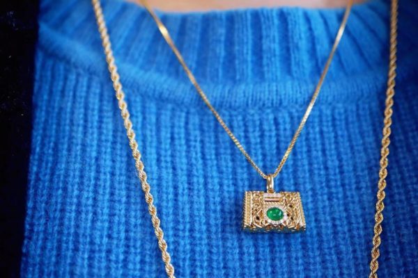 祖母绿锁钥匙吊坠,精美有样子-菩心晶舍